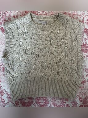 Sincerly Jules Cream Cable Knit Crewneck Sweater Vest